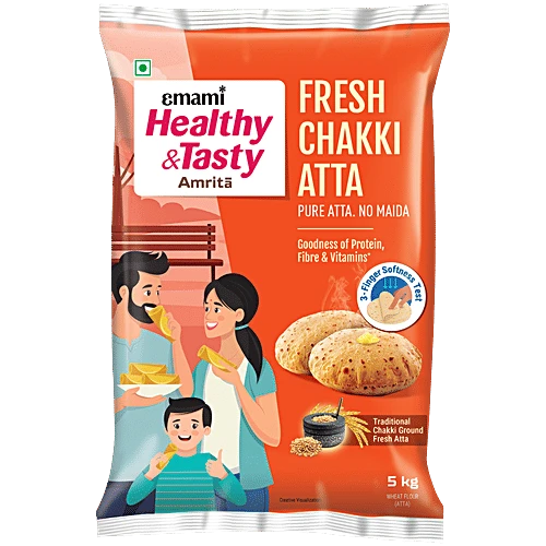 Emami Healthy & Tasty Amritā Fresh Chakki Atta, 5kg